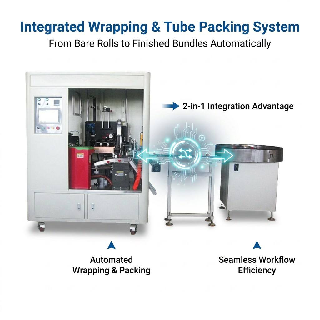 Fully Automatic PVC Electrical Tape Sleeve Wrapping & Tube Packing Machine