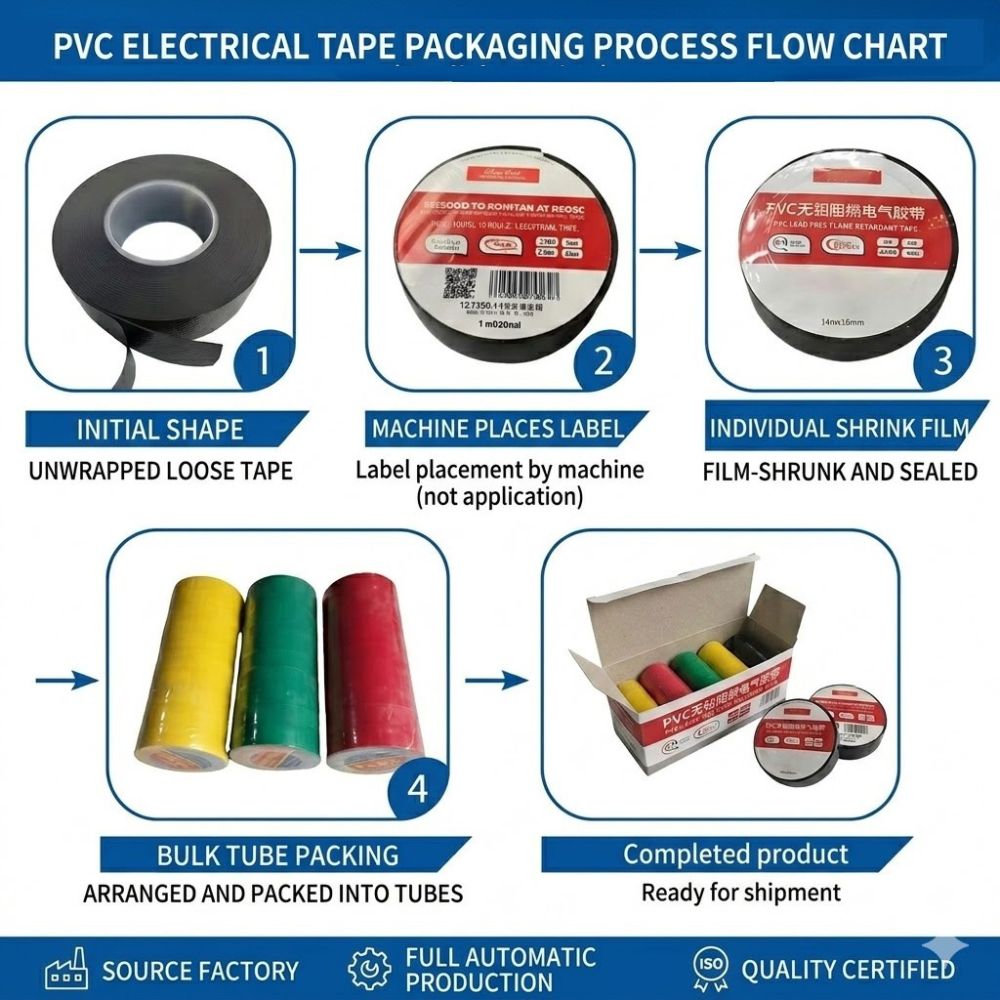 Fully Automatic PVC Electrical Tape Sleeve Wrapping & Tube Packing Machine
