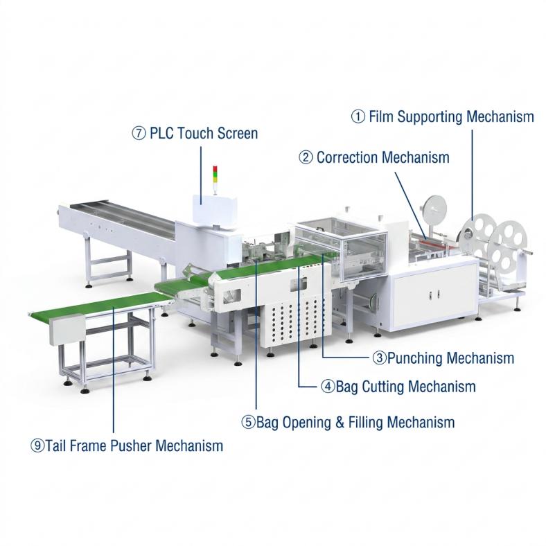 Automatic Bagging Machine for Self-Adhesive & Hot-Cut OPP Bags