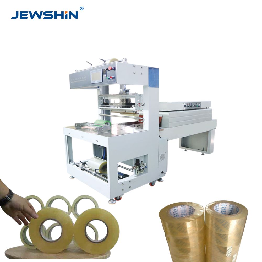 Operator loading BOPP tape rolls onto tape tube packing machine